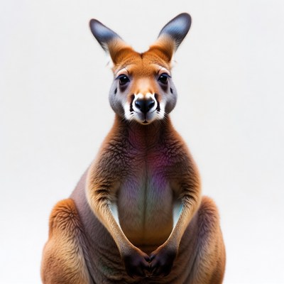 Red kangaroo on white background
