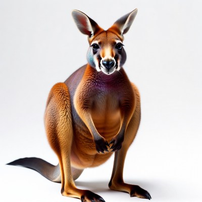 Red Kangaroo standing on white background
