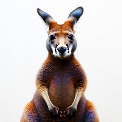 Red kangaroo on white background