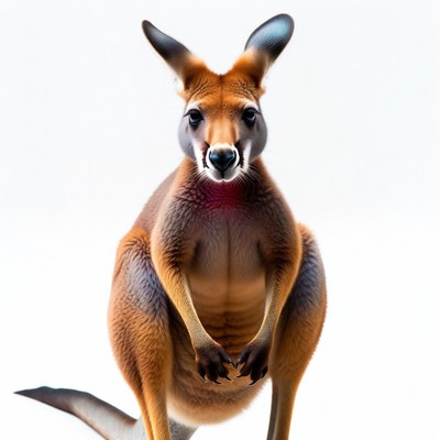 Red kangaroo on white background