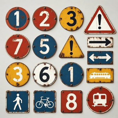 Vintage Rusty Traffic Signs Collection