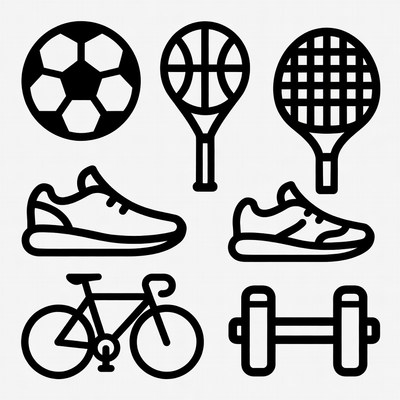 Sports Equipment Line Icons Set