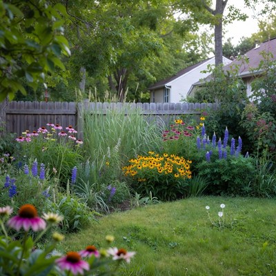 Vibrant backyard garden with flowers