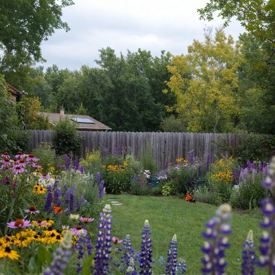 Vibrant backyard flower garden
