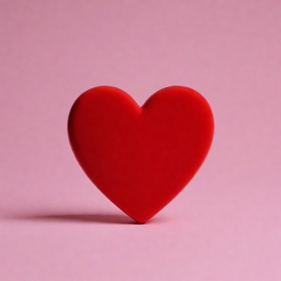 Red heart on pink background