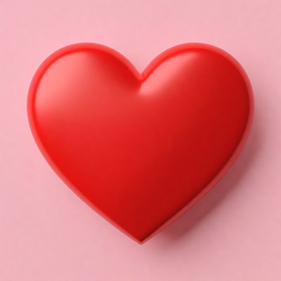 Red 3D Heart on Pink Background