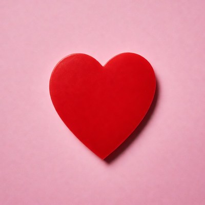 Red heart on pink background