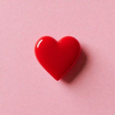 Red heart on pink background