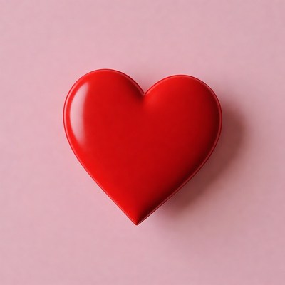 Red heart on pink background