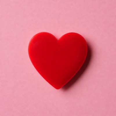 Red heart on pink background
