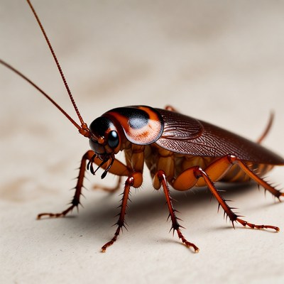 American Cockroach on beige background