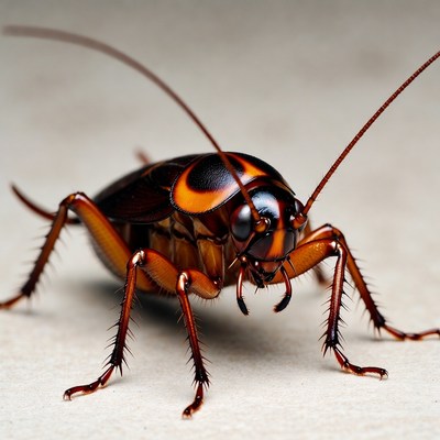 Closeup of orange cockroach