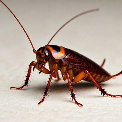 American Cockroach on White Background
