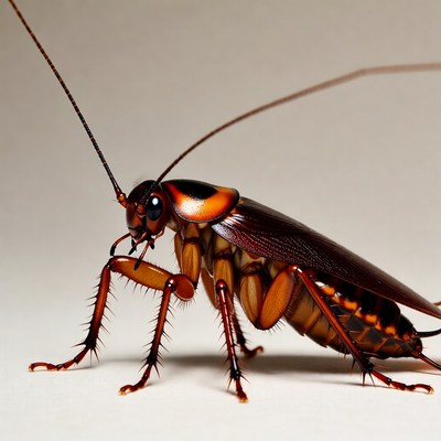 American Cockroach on White Background