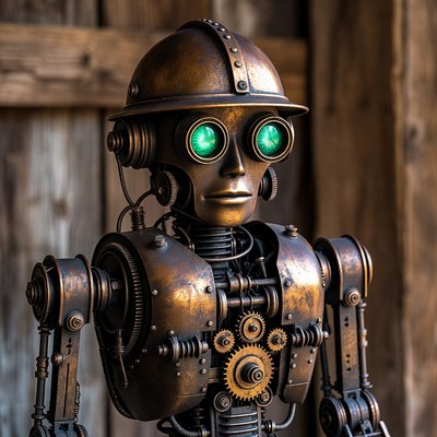 Steampunk Robot with Hardhat