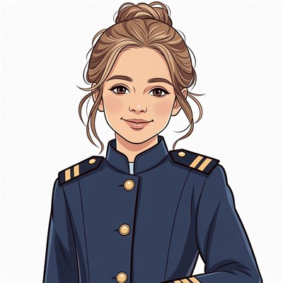 Girl in navy uniform illustration