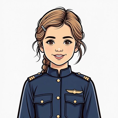 Cartoon girl in pilot uniform
