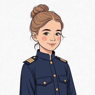 Girl in navy uniform illustration