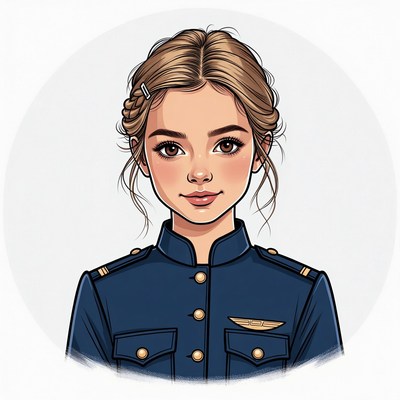 Young girl in navy pilot uniform