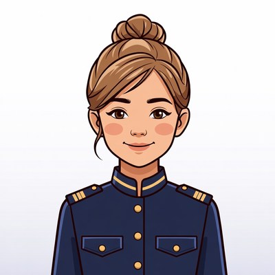 Cartoon woman in navy uniform