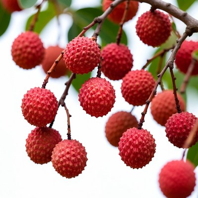 Ripe Lychee Fruits on Branch