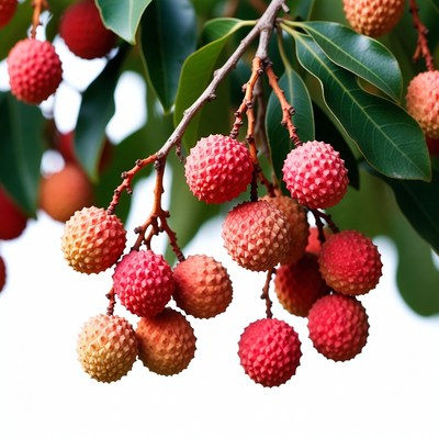 Ripe Lychee Fruits on Branch