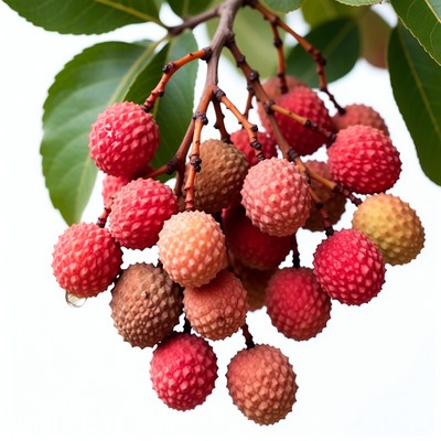 Fresh rambutan bunch on branch