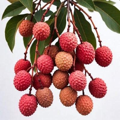Fresh Lychee Fruits on Branch