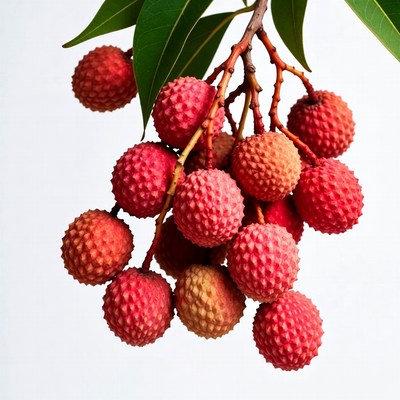 Fresh red lychee fruit cluster