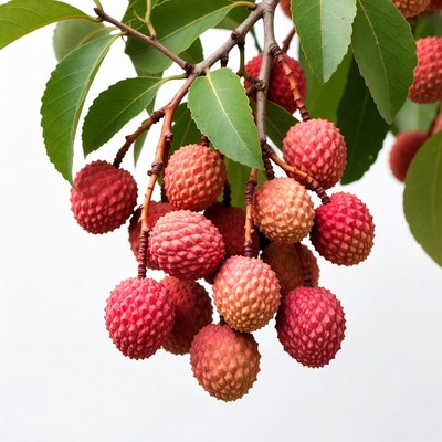 Fresh Lychee Fruits on Branch