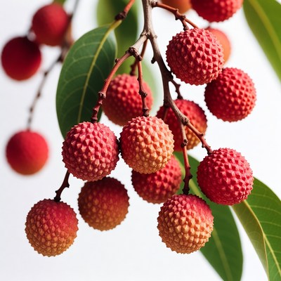 Fresh Lychee Fruit on Branch