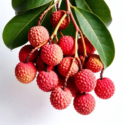 Fresh rambutan bunch on branch