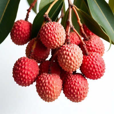 Fresh Lychee Fruits on Branch