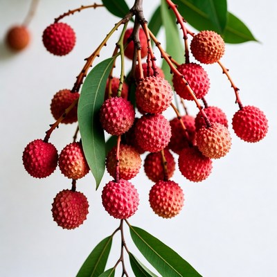 Fresh Lychee Fruit on Branch