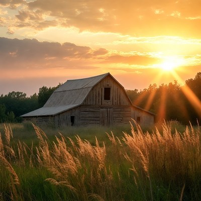 Old Barn at Sunset