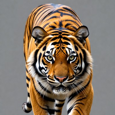 Tiger walking forward