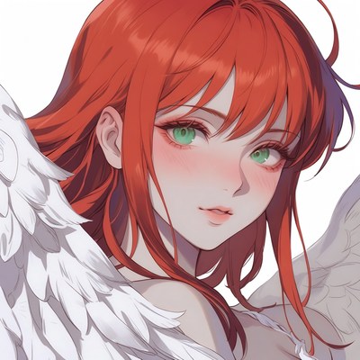 Anime girl with red hair and wings