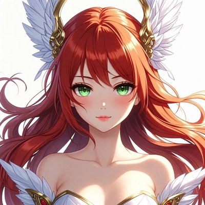 Anime girl with red hair and wings
