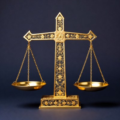 Golden Scales of Justice Cross