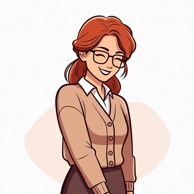 Smiling redhead woman in cardigan