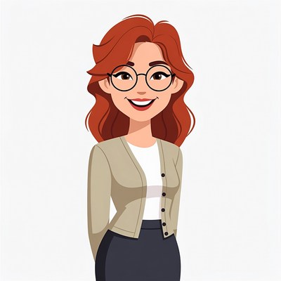 Smiling redhead woman in glasses