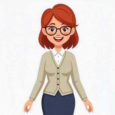 Smiling redhead woman in cardigan