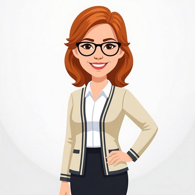 Smiling redhead woman in glasses