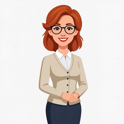 Smiling redhead woman in glasses