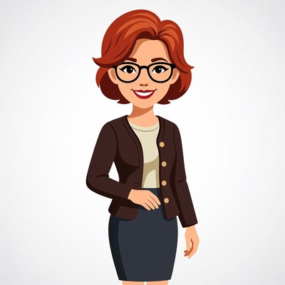 Redhead woman in glasses and blazer
