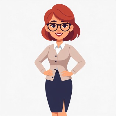 Smiling redhead woman in office attire