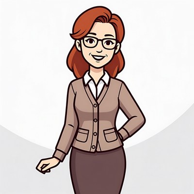 Red-haired woman in business attire
