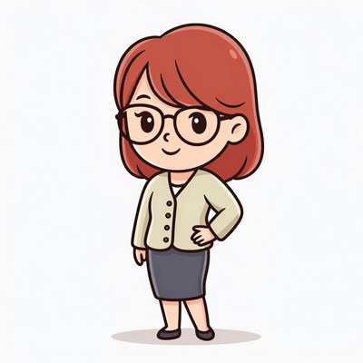 Cartoon woman teacher with glasses