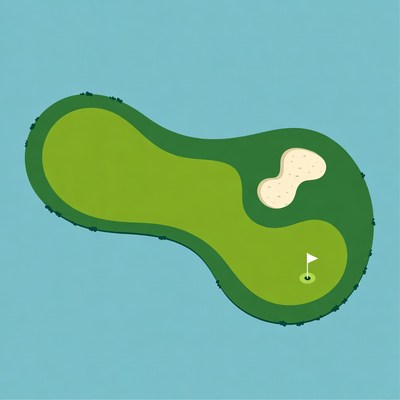 Golf Green with Sand Trap and Flag