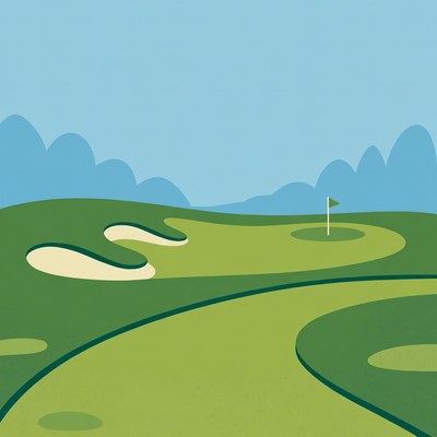 Golf course with sand bunkers